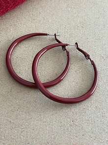 1 Pair Vintage Red Square & Round Dangle Earrings, Suitable For Women To Wear On Vacation, Parties, Dates, Birthdays, Mother's Day Gifts