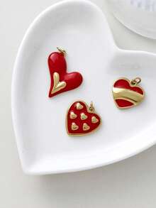 1pc Stainless Steel Heart Shaped Pendant, Handmade DIY Accessory For Halloween, Thanksgiving, Suitable For Necklace, Bracelet, Earrings