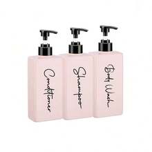3pcs 400ml Shampoo, Conditioner And Body Wash Refillable Bottles With 3 Waterproof Labels