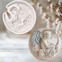 1 pezzo Stampo in silicone a forma di angelo lunare, ali di angelo ragazza - Stampo per resina - Strumento fai-da-te per decorazione domestica - Stampo per colata di gioielli, argilla, resina, gesso - Grigio Chiaro - Visualizzare 8