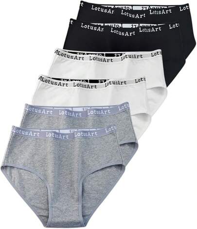 YUGUO HOME Ropa Interior de Algodón para Mujer en Tallas Grandes, Transpirable Ropa Interior para Mujer, Paquete de 6 Bragas de Algodón para Mujer