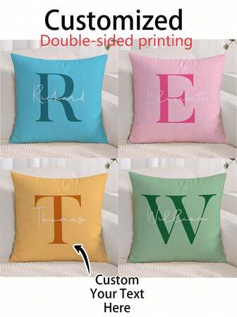 1pc Customized Personalized Name Printed Pillow Case, Wedding Couple Souvenirs, No Filler, Day Gift, Best Friend Gift, Gift For Mom/Dad. Soft Custom, Personalized Ideal Gifts For Him Mom, Dad, Family, Friends, Pets For Anniversaries, For Valentine's Day, For Mother's Day, For Birthdays, For Children's Day, For Weddings, For Graduation, For Christmas, For Housewarming Sofa, Living Room,Breathable, Lightweight, Soft