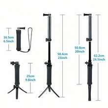 4-In-1 Foldable Camera Monopod With Tripod & Non-Slip Handle - Compatible With Hero 13/12/11/10/9/8/7/6/5/4/3, SJCAM Action Cameras - Adjustable Selfie Stick, Portable Travel Tripod For Vlogging, Photography, Travel Photography Gear, Versatile Camera Support, Durable Construction