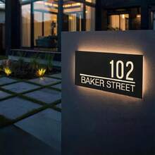 3 lựa chọn kích thước! Biển số nhà và tên đường bằng kim loại hiện đại, quà tặng biển số nhà, biển số nhà ngoài trời tùy chỉnh, quà tặng địa chỉ nhà ở hiện đại. - màu đen - Xem 5