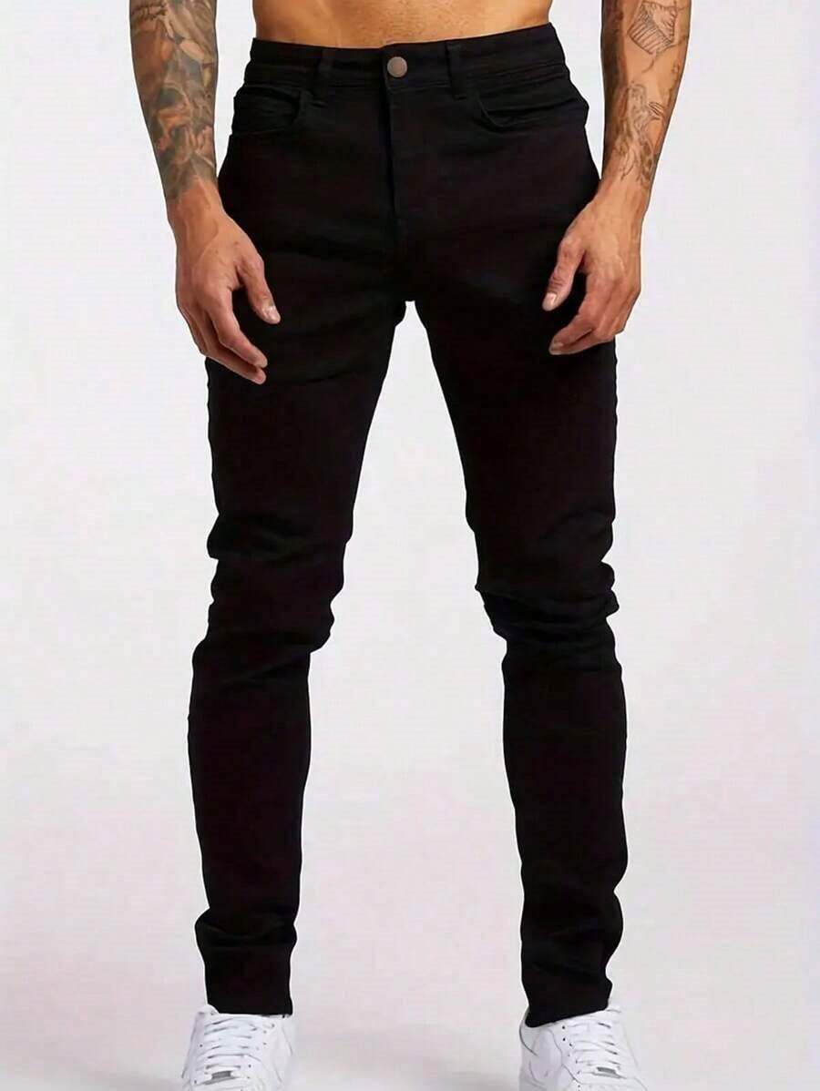 All-Season Black Denim, Men's Everyday Wear Jeans, Versatile Pants - màu đen - Xem 1