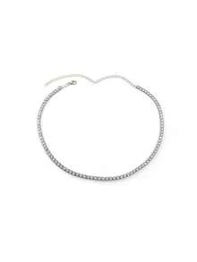1pc Men's Diamond Necklace, Suitable For Daily Wear - Silver - View 7