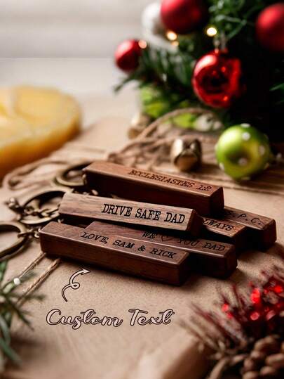 1 pieza Llavero de madera personalizado con texto personalizado, llavero grabado con láser con texto personalizado, llavero de madera, llavero de pareja personalizado, grabado de alta calidad, no se cae fácilmente, estilo casual, regalo hecho a mano para bodas, recuerdos y accesorios decorativos duraderos de fiesta, diseño sencillo, estructura resistente, buena opción de regalo