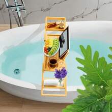 Khay bồn tắm có thể gập lại, Giá để đồ bồn tắm, Khay bồn tắm bằng tre, Khay bàn tắm có thể mở rộng, Phụ kiện phòng tắm bồn tắm Quà tặng sinh nhật Halloween cho ngôi nhà mới - cây tre - Xem 6