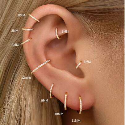 1件925纯银16G CZ铰链式耳环 - 耳骨耳环、耳廓耳环、鼻环、鼻中隔环、无缝卡扣耳环、迷你耳环、耳屏耳环、耳廓穿孔、耳夹耳环、银色无缝耳骨耳环，适合男女日常佩戴（6-12毫米），柔软纯银材质，请小心轻放。