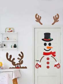 8 Piezas - Pegatinas de pared de muñeco de nieve navideño, decoraciones navideñas para el hogar, pegatinas de pared de muñeco de nieve de invierno, cubierta de tela de fieltro extraíble, decoraciones navideñas, pegatinas de puerta de tela no tejida, artículos de decoración de primavera para refrescar tu hogar, pegatinas de decoración navideña, decoración de habitación navideña, decoración navideña, decoración del hogar, pegatinas de pared de muñeco de nieve 2025