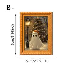 1/8 件油画风格磁性装饰艺术冰箱贴，圣诞树和鬼魂创意磁铁，圣诞节万圣节时尚磁性冰箱贴套装，方便在冰箱上整理用于厨房整理和展示 - 多色1 - 查看 11