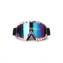 Motorcycle Goggles Dirt Bike Goggles Windproof ATV Dustproof Racing GogglesScratch Resistant Ski Goggles Protective Safety Glasses PU Resin Black Frame+Color Lens - Flag Frame+color Lens - View 1