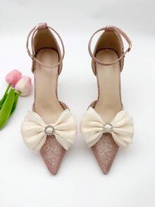 2pcs Detachable Chiffon Bow Shoe Clips, Decorative Accessories For High Heels, Sandals