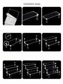 1 Set DIY 1-5 Tier Acrylic Desktop Display Rack, Cupcake, Perfume, Action Figure, Blind Box Display Shelf, Transparent Trapezoid Storage Cabinet