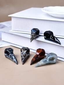 1pc 5cm/1.97in Crystal Carved Bird Skull Decor, Desktop Ornament, Ideal Crystal Gift