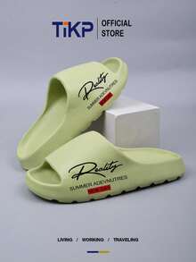 TIKP 男士时尚EVA厚底拖鞋，舒适防臭防滑沙滩凉鞋，男女皆宜 - 綠色真實 - 查看 4