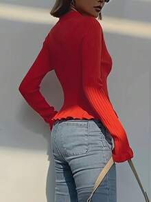 Elegante y de moda Cárdigan de punto a cuadros con escote en V para mujer en otoño-invierno - Mangas largas, longitud corta, bordes con volantes, cierre con botones delanteros. Adecuado para Acción de Gracias, Navidad, Año Nuevo y otras ocasiones.