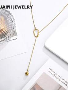 1 pieza Cadena minimalista de sudadera con bola, collar con diseño geométrico hueco para mujeres