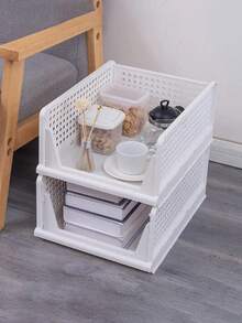 2 Pieces Foldable Plastic Storage Box Set, Stackable Drawer Baskets For Wardrobes, Cabinets, Kitchens, Bathrooms, And Offices - Versatile Storage Boxes For Home, Kitchen, Bathroom, And Office Use