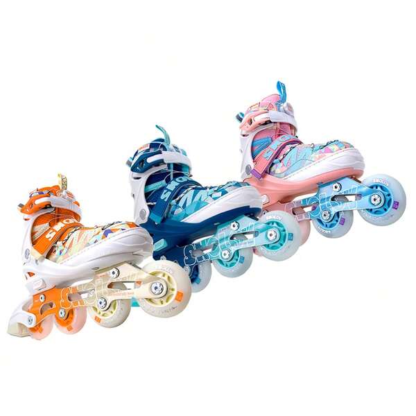 Patines en línea de moda SHOLOV, funda de zapato suave, talla ajustable (31-42), mujeres, sistema de ajuste rotativo sin cordones, ruedas de PU con luz, adecuado para principiantes, patines de exterior, marco de aleación de aluminio reforzado