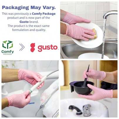 Count Pink Nitrile Disposable Gloves - Latex Rubber, Non - Sterile Powder