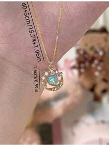 Vintage Planet Round Pendant Alloy Necklace Elegant Women's Jewelry Summer Beach Wear Exquisite Fashion Accessories Gifts