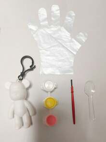 10 pezzi Set di pittura fai-da-te con orsetti fluidi, decorazione graffiti dipinta a mano, comprende colori, cucchiai, orsetti di plastica, pennelli, forniture creative per artigianato, set di pittura per il ritorno a scuola, laurea, eventi di festa, regali significativi per le vacanze, adatto anche per riempire le calze di Natale (disponibili orsetti con testa grande e testa piccola, colori casuali)