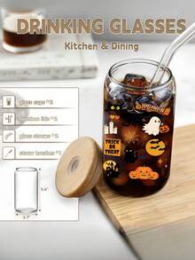 1 szt. wielokrotnego użytku kubek ze słomką do kawy, napojów gazowanych i napojów mrożonych – najlepszy wybór na prezent na Halloween