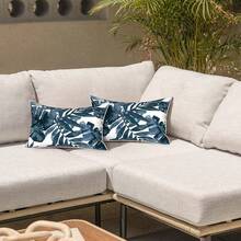 Outdoor/Indoor Throw Pillows, 18x18 Square Pillows With Inserts Bed, Couch, Sofa & Patio Furniture (Set Of 2, Monstera Blue), Decorative Pillows - 棕櫚藍 - 查看 7
