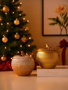 1 pieza Decoración de resina con forma de manzana, adorno de estilo lujoso y creativo, adecuado para escritorio, oficina, estantería, entrada, sala de estar, decoración del hogar, Navidad, Nochebuena, decoraciones navideñas, decoración de habitación, invierno