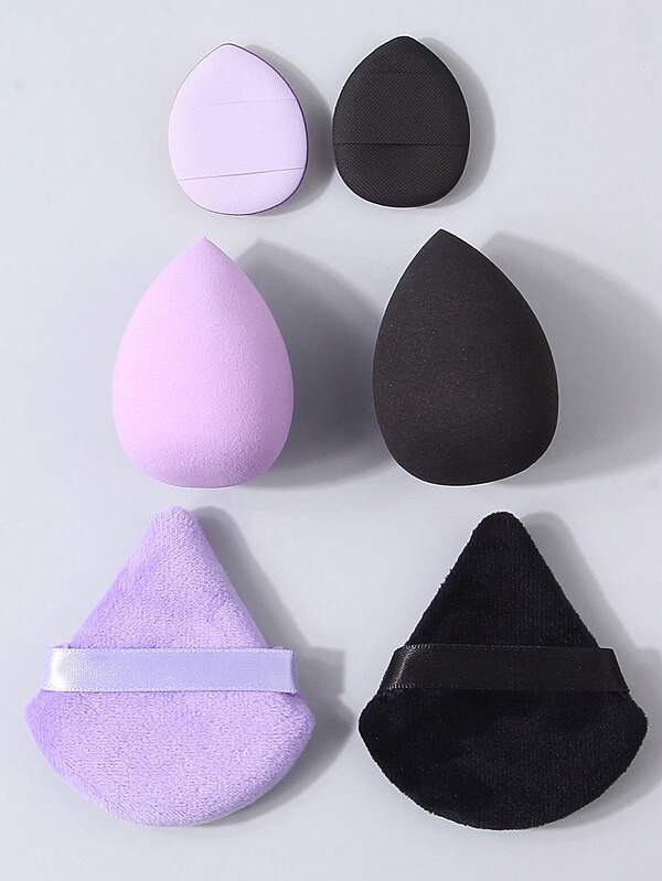 3/6 pezzi Set di spugne per trucco super morbide, si espandono quando bagnate, facili da pulire, spugna a uovo + cuscinetto per cipria a forma di ventaglio utilizzabile sia bagnato che asciutto/mini cuscinetto per correttore e cipria, strumento portatile per il trucco del viso
