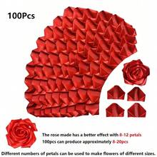 300 chiếc cánh hoa hồng bằng ruy băng satin làm sẵn đã hoàn thành một nửa cho bó hoa hồng vĩnh cửu tự làm hoa vĩnh cửu hoa vĩnh cửu, cánh hoa hồng cánh hoa satin cho ngày cưới kỷ niệm sinh nhật ngày của mẹ - màu đỏ - Xem 14