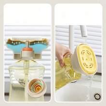 1pcDish Soap Press Dispenser – 2-In-1 Sink Soap Box With Sponge Holder, Kitchen Liquid Pump ﻿