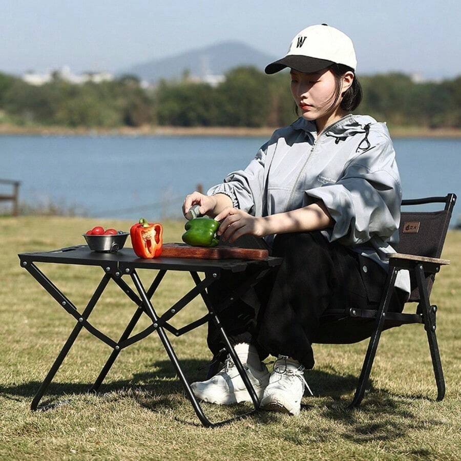 Outdoor Camping Tactical Folding Table, Lightweight Portable Quick-Open Multifunctional Carbon Steel BBQ Table With Storage Bag