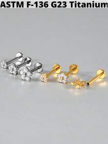 1PC Titanium Flower Zirconia Lip Piercing Internal Thread Cz Small/Large Flower Labret Tragus Ear Cartilage Flat Piercing Nose Piercing Jewelry