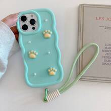 (With Lanyard) Cute DIY Pearl Phone Case + Macaron Phone Case + Wrist Strap, Compatible With IPhone 17 Pro Max/16 Pro Max/15 Pro Max/14 Pro Max/13 Pro Max/12 Pro Max/11 Pro Max/XS Max/7/8 Plus, Honor, - Green - View 3