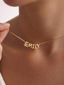1pc Personalized Y-Shaped Name Necklace, Can Customize 1-12 Letters, Stylish Jewelry Gift, Gold-Plated Name Necklace - Style 3 - View 3