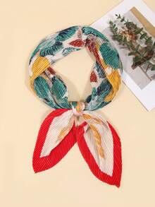 1pc Women's 90cm Crinkle Print Bandana Scarf, Versatile Headband/Neck Wrap/Accessory, Suitable For Daily Use, All Seasons - Red - View 2