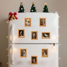 1/8 件油画风格磁性装饰艺术冰箱贴，圣诞树和鬼魂创意磁铁，圣诞节万圣节时尚磁性冰箱贴套装，方便在冰箱上整理用于厨房整理和展示 - 多色1 - 查看 5