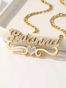 定制文字项链，嘻哈风格个性化吊坠项链，女士珠宝，尼龙吊坠项链，定制文字首饰，送给情侣、朋友和父母的完美礼物，银色时尚，秋季时尚，休闲简约，简约，中性，时尚定制，个性化，独特，送给女友、母亲、家人的理想礼物，母亲节礼物 - 雙層滿鑽項鍊風格1 - 查看 14