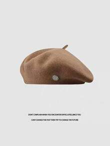 1件韩版ins百搭贝雷帽复古柔软透气弹力八角贝雷帽轻便女士帽子秋冬文艺画家帽纯色粗花呢花蕾帽女