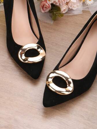 2pcs Detachable DIY Shoe Accessories, Gold Square Shaped Decorative Buckle For High Heels, Fashion Elegant Shoe Clips For Women Heels, Shoes, Sandals, Pumps, Bridal Shoes, Casual Shoes, Office Shoes