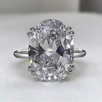 Elegant Sparkling Women's Engagement Ring, Silver-Plated Oval Synthetic Cubic Zirconia Embedded, Suitable For Weddings And Parties, Romantic Women's Wedding Anniversary Gift, Engagement Jewelry, Birthday Present