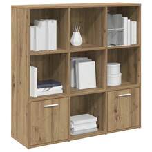 Libreria Larryhot in rovere artigianale 98x29x97,5 cm in legno ingegnerizzato, resistente e durevole, facile da montare, stile decorativo, adattA, Per riporre soprammobili, statuette, libri, piccoli oggetti, ecc. - Castano - Visualizzare 4