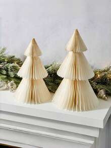 1set Artificial Christmas Trees, Small Christmas Tree Paper Honeycomb Ball, Christmas Origami Decoration, Christmas Gift, Xmas Party Decoration, Home Decor, Dinner Table Centerpiece Christmas Decorations Room Decor Winter Christmas Decorations Home Christmas Gifts Christmas Decor - Multicolor - View 9