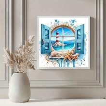 1 件海景灯塔图案 5D 钻石画套件 - 独特的钻石艺术，手工设计的 DIY 钻石画十字绣马赛克，完美的惊喜艺术礼物，适用于墙面装饰，适用于客厅、卧室、办公室，无框架 - 彩色 - 查看 14