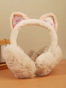 1 件儿童空沙耳有趣又可爱可折叠保暖耳垫 - 貓兒流沙耳罩 - 查看 15