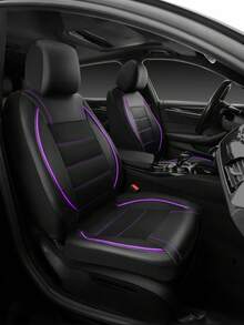 9件/4套通用反光滚边真皮汽车座椅套，兼容安全气囊，拉链开口设计，适用于SUV、厢式货车、卡车