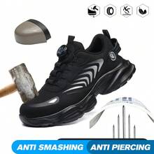轻便鞋钢头运动鞋男女款舒适防刺穿一脚蹬坚不可摧的工作鞋 - 黑色 - 查看 9