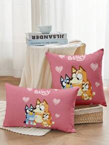 Bluey 1/2/4pcs Brui Pillow Case, Soft Decorative Pillow Cover, Linen Pillowcase, Bedding, Brui Cartoon Pattern Pillowcase, Zipper Closure, Suitable For Sofa, Bedroom, Living Room Home Decor - Multicolor - View 1